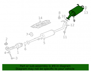 Rear muffler with barrel for Honda CRV 12-14 2.4, rusty