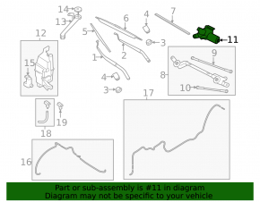 Front windshield wiper motor Nissan Rogue 14-20