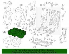 Audi Q8 19-23 2nd row seat upholstery, dark gray leather, lower left