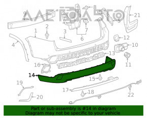 Toyota Highlander 14-19 rear bumper lip structure, missing left part, scratch