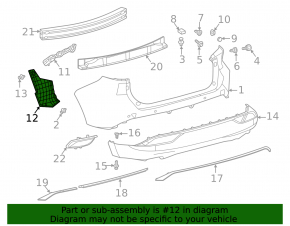 Rear bumper mount lower left Toyota Venza 21-