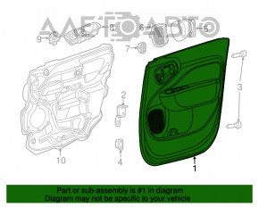 Door trim card front left Fiat 500L 14-16 black with brown insert