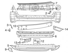 Rear bumper mount right Jeep Compass 11-16 on panel