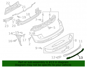 Rear bumper molding Audi Q5 80A 18-20 chrome, S-Line