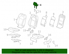 Front left headrest for Acura MDX 16-20, black leather