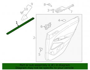 Inner glass seal for the rear left door of a Hyundai Tucson 16-21