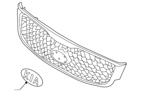 Radiator grill under the solid bumper Kia Sorento 16-18 prerest under the camera