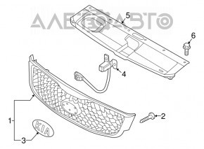 Radiator grill under the solid bumper Kia Sorento 16-18 prerest under the camera