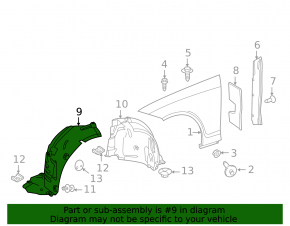 Front right fender liner, front part, Mercedes CLS-class C218 550 12-13