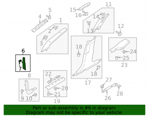 Lincoln MKZ 17-20 black front pillar trim, right center
