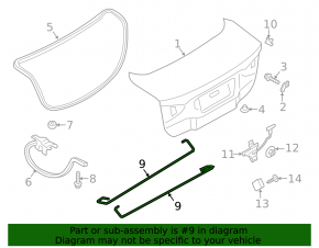 Left trunk lid hinge torsion bar for Ford Fusion mk5 13-20 spoiler