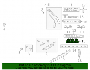 Emblem inscription AWD ECO BOOST tailgate Lincoln MKC 15-18