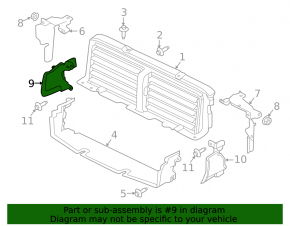Right radiator deflector for Jaguar XE 17-19 2.0, 3.0, 5.0