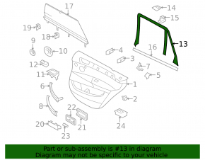 Frame inner door rear left BMW X5 E70 07-13 black, under curtain, scratches