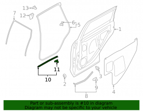 Subaru Forester 19-SK rear left door seal lower, large