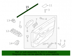 Door glass seal inner front left Hyundai Sonata 15-19