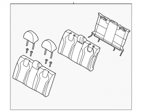 Rear row of seats 2 row Hyundai Elantra 21-23 cloth black, solid back