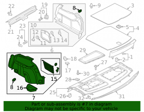 Arch trim left Audi A3 8V 15-20 4d, 5d, without rear airbag, FWD, black
