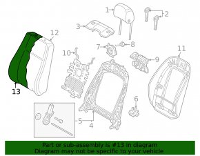 Upper passenger seat trim for Audi A4 B9 17-19, gray leather with perforation, scratched