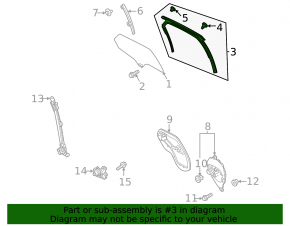 Upper rear left door molding Mazda CX-30 20-22 black with glass seal