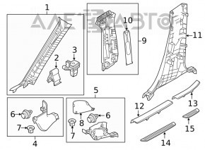 Door sill trim rear right Mazda 6 18-21 type 2 black
