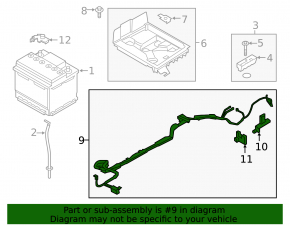 Lincoln MKZ 17-20 hybrid battery inverter power cable