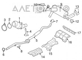 Rear left exhaust pipe bracket for BMW 4 F32/33/36 17-20 with rubber, rusty