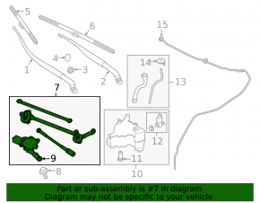 Windscreen wiper trapezoid with motor Infiniti Q50 14-20