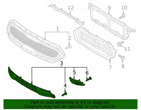 Lower grille front bumper Kia Niro 17-19 HEV, PHEV under fog lights and radar OEM broken mount