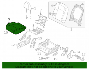 Passenger seat Nissan Rogue 21-22 without airbag, mechanical, cloth gray US built