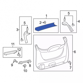 Ford Escape MK3 13-19 Upper Trunk Door Trim, Gray