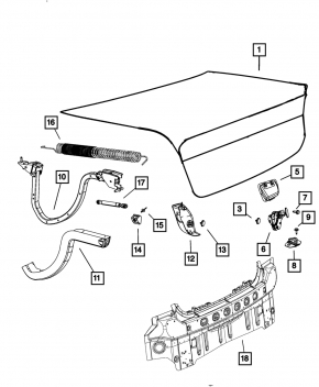 Trunk lid seal side left Dodge Charger 11-14