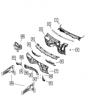 Windscreen wiper grille plastic Dodge Durango 11-15