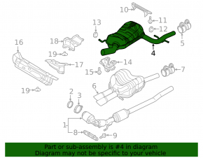Rear muffler with barrel for VW Jetta 11-15 USA 2.0