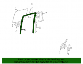 Rear right glass seal for Lexus GX470 03-09