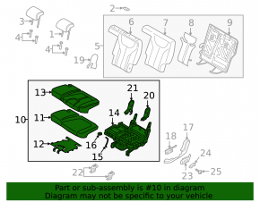 Rear row of seats 2 row Hyundai Santa FE 19-20 cloth black, without electric folding