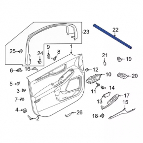 Front left door glass seal Ford Escape MK4 20- internal