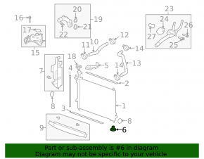 Radiator support lower left Chevrolet Volt 16-19 rubber