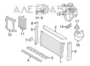 Left radiator bracket for BMW F30 17-18 B46, plastic, broken bolt