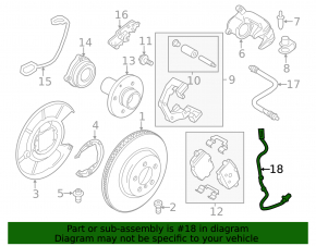 Rear left ABS sensor BMW 5 GT F07 10-17