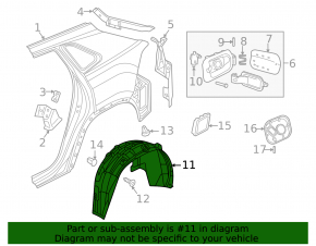 Rear left fender liner for VW Atlas 21-25