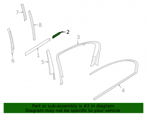 Small inner glass seal for rear right door of BMW 7 G12 16-22, without curtain