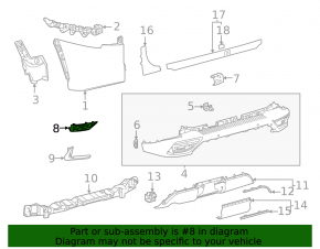 Right rear bumper grille for Lexus LX 22-26 F Sport