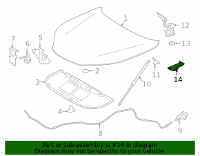 Hood hinge trim left Lexus NX200t NX300 NX300h 15-21