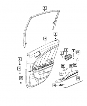Door trim card rear right Dodge Charger 15-20 rest black