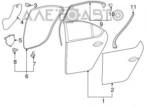 Bare door rear right Lexus LS460 LS600h 07-12