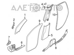 Jeep Compass 17-26 front right door sill trim, black, scratches