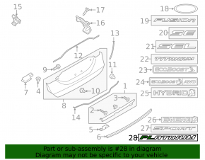 Ford Fusion mk5 13-18 trunk lid PLATINUM emblem