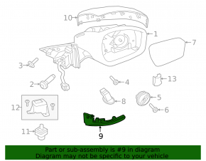 Right turn signal mirror for Land Rover Range Rover Evoque 19-23