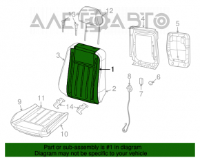 Dodge Challenger 2014 pre-restyling passenger seat, without airbag, black cloth with gray insert